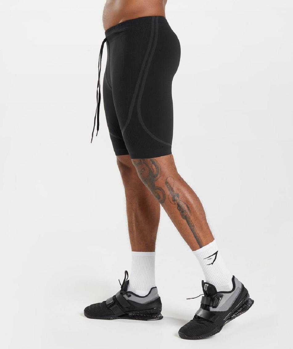 Gymshark 315 Seamless 1/2 Muške Kratke Hlače Crne Sive | HR 2181QMA